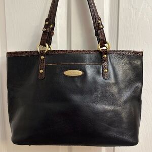 Brahmin Black and Brown Leather Tote